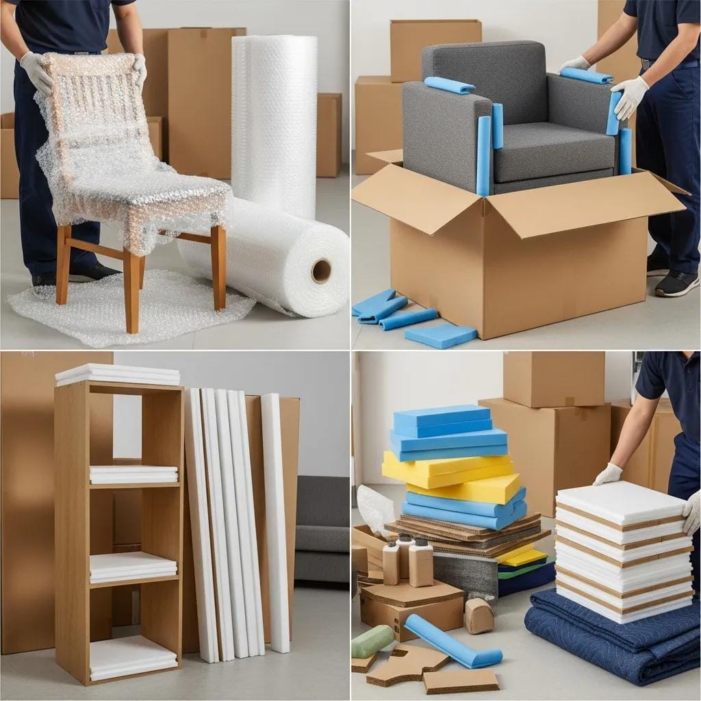 Different furniture packaging materials and techniques used to ensure safe transport during moving