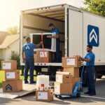 Professional movers packing items into a truck for a stress-free relocation