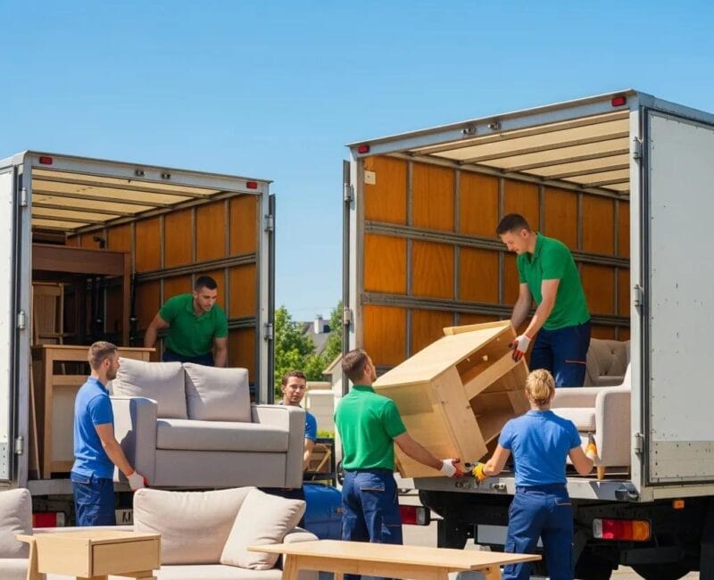 Professional moving team loading furniture onto a truck, showcasing reliable furniture moving services