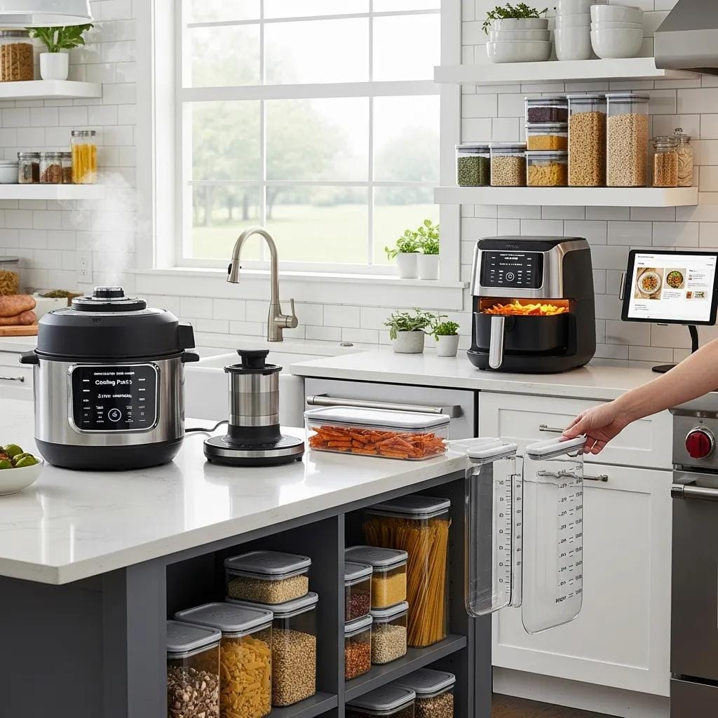 Smart kitchen gadgets enhancing cooking efficiency and organization